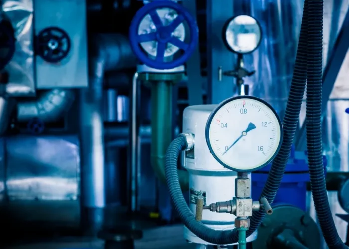 Caldera de gas natural de alta eficiencia en funcionamiento Caldera de gas natural de alta eficiencia en funcionamiento